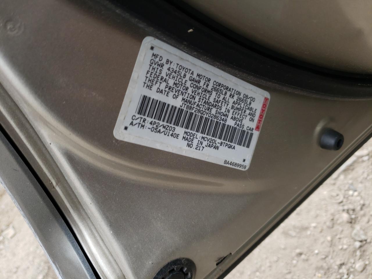 صورة رقم 10 من المزاد - 2000 LEXUS ES 300 مع VIN JT8BF28G0Y0286348