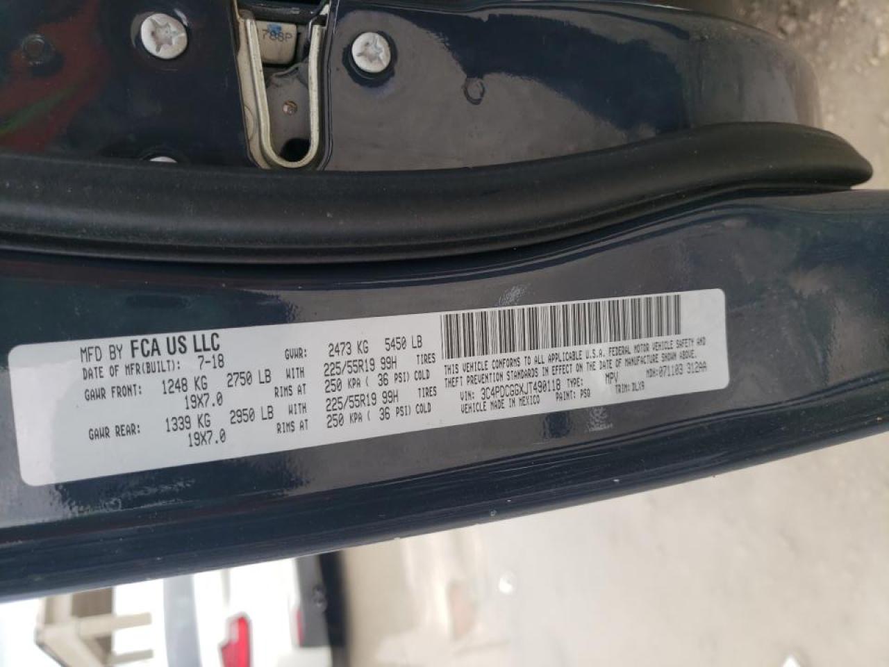 Photo 10 from auction – 2018 DODGE JOURNEY CR with VIN 3C4PDCGGXJT490118