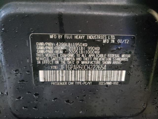 Photo 10 from auction – 2012 SUBARU IMPREZA SP with VIN JF1GPAR60CH222654