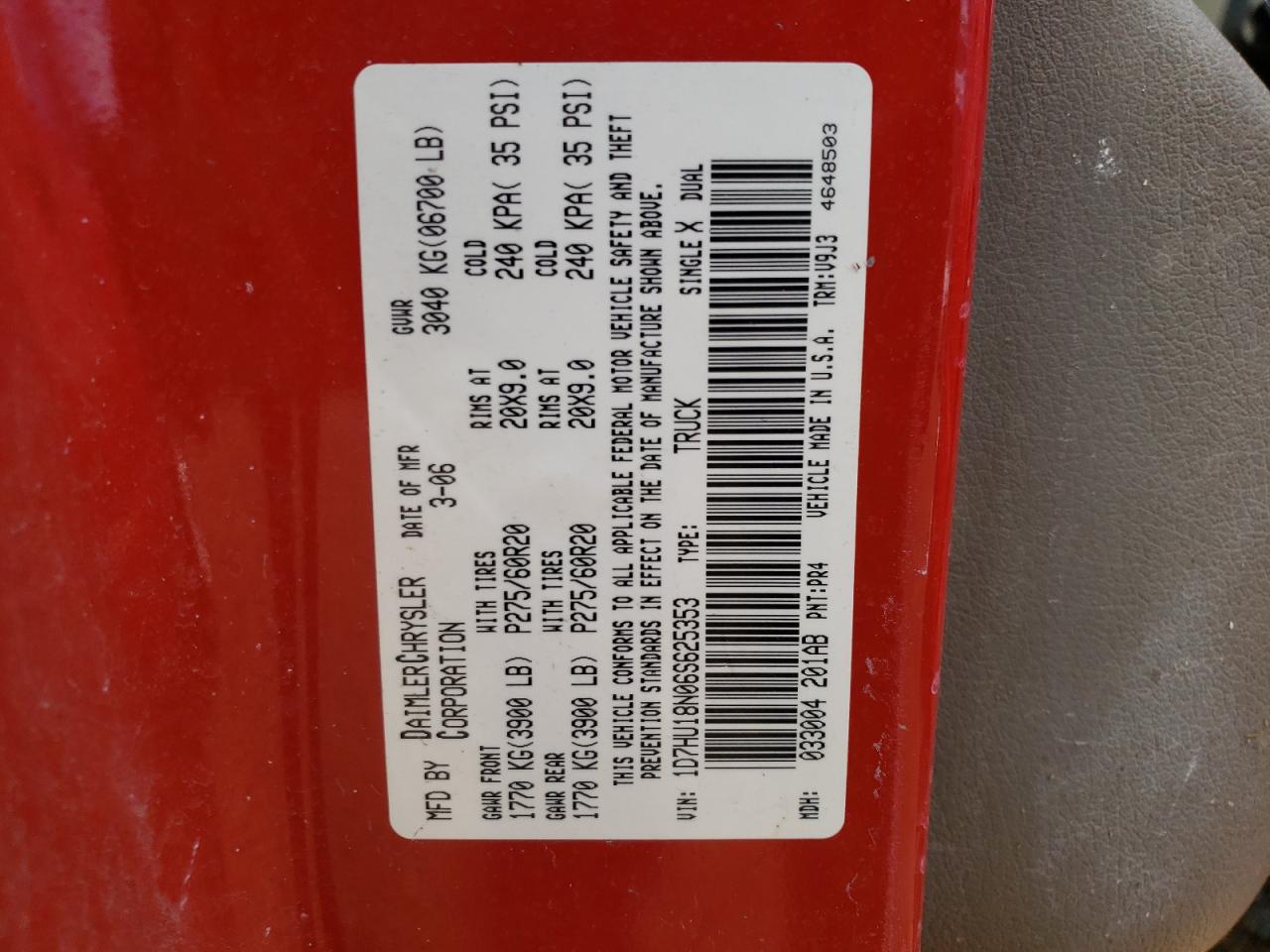 Photo 10 from auction – 2006 DODGE RAM 1500 S with VIN 1D7HU18N06S625353