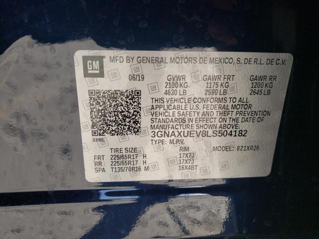 Photo 10 from auction – 2020 CHEVROLET EQUINOX LT with VIN 3GNAXUEV8LS504182