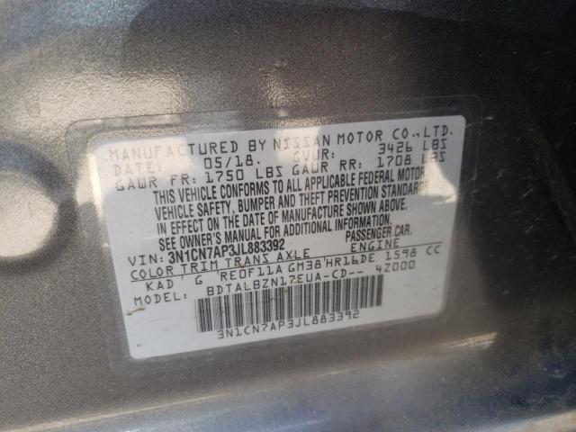 Photo 10 from auction – 2018 NISSAN VERSA S with VIN 3N1CN7AP3JL883392