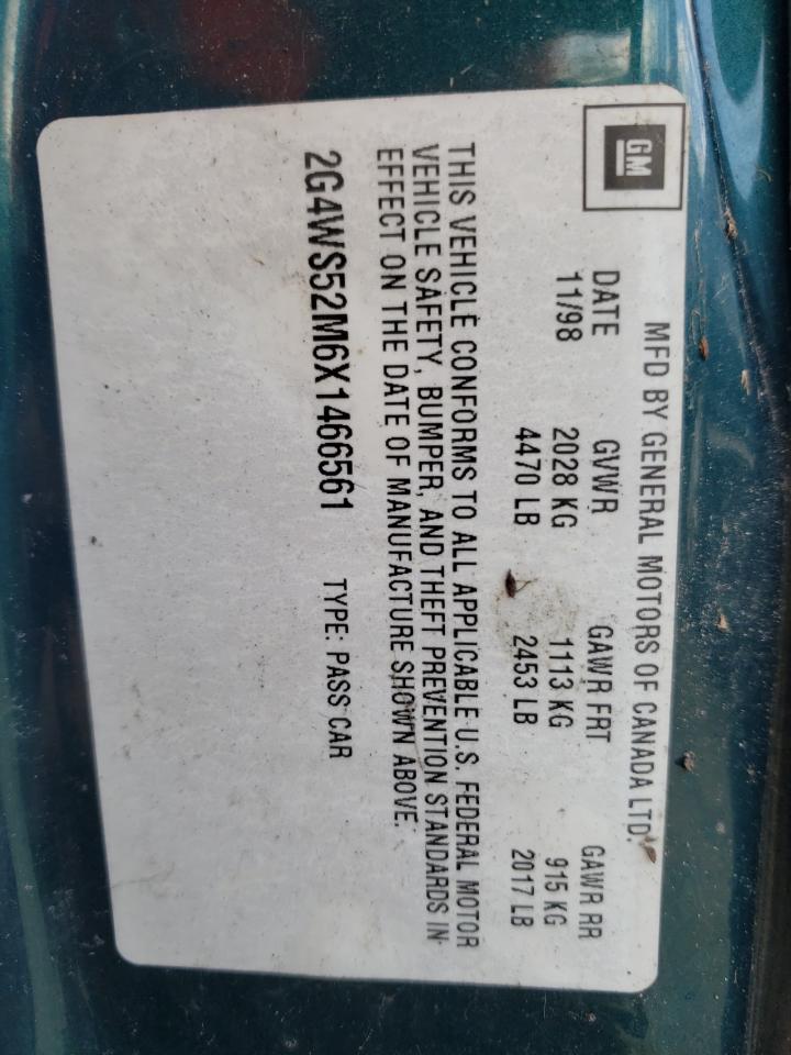 Photo 10 from auction – 1999 BUICK CENTURY CU with VIN 2G4WS52M6X1466561