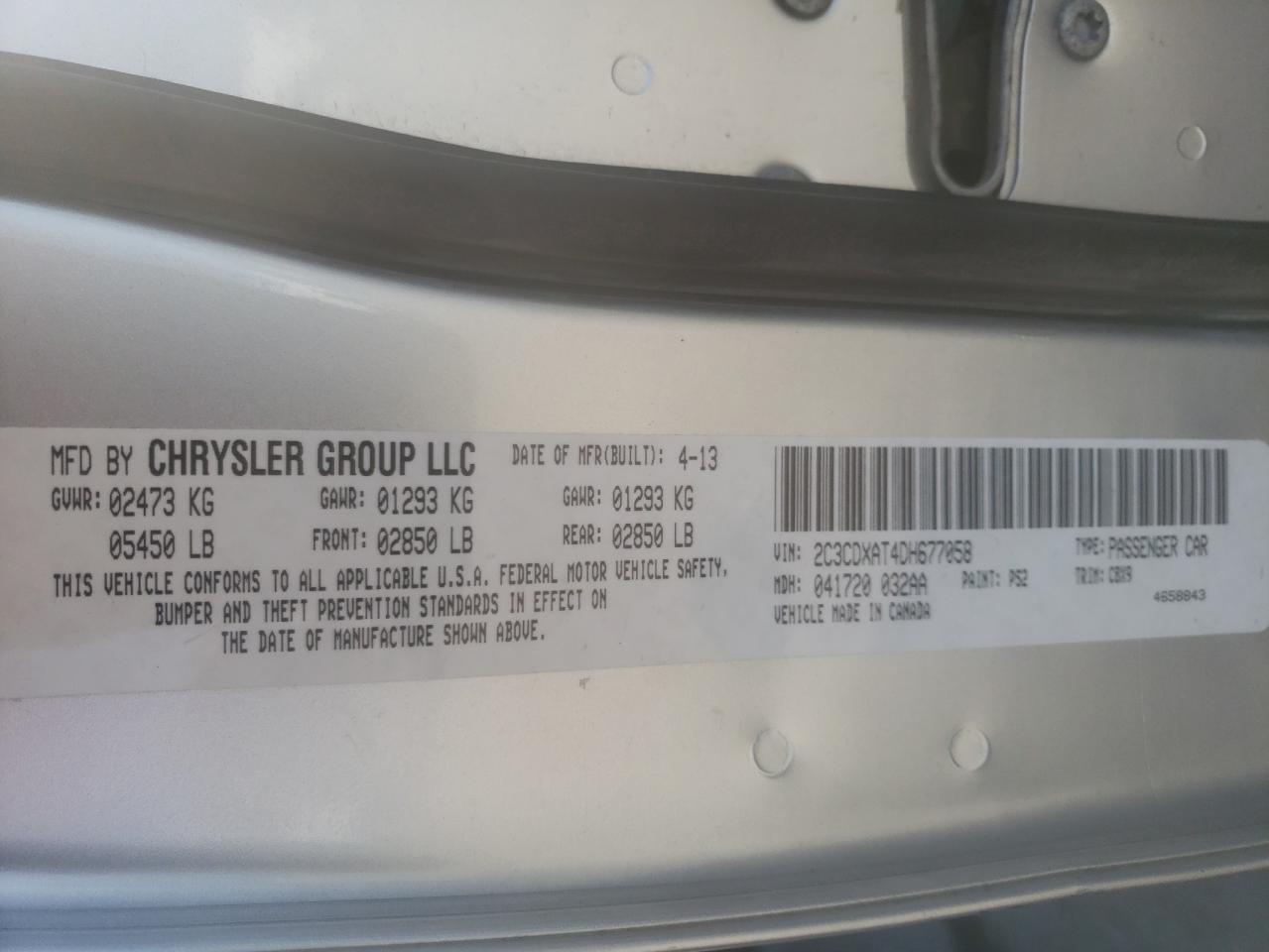 Photo 10 from auction – 2013 DODGE CHARGER with VIN 2C3CDXAT4DH677058