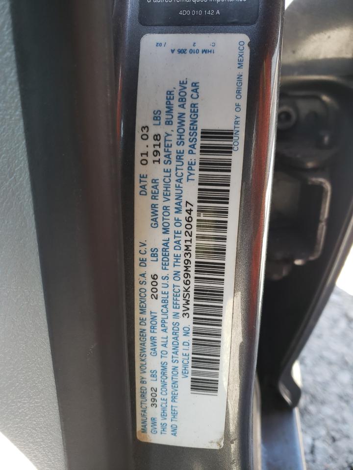 Photo 10 from auction – 2003 VOLKSWAGEN JETTA with VIN 3VWSK69M93M120647