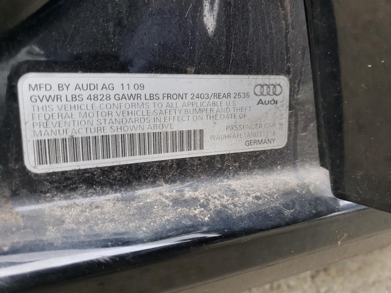 Photo 10 from auction – 2010 AUDI A4 PREMIUM with VIN WAUHFAFL1AN031218