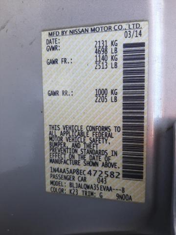 Photo 10 from auction – 2014 NISSAN MAXIMA S with VIN 1N4AA5AP8EC472582