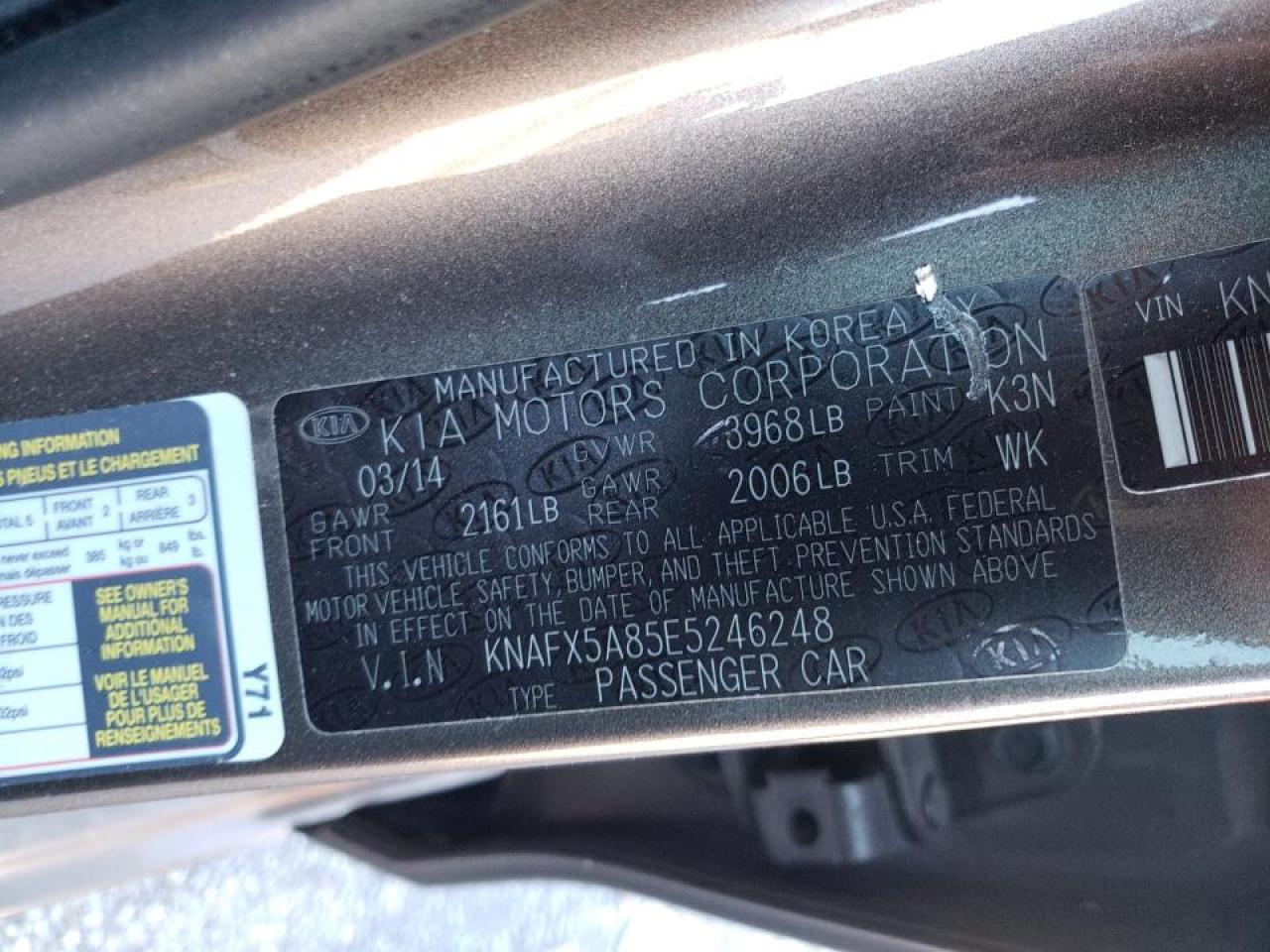 Photo 10 from auction – 2014 KIA FORTE EX with VIN KNAFX5A85E5246248