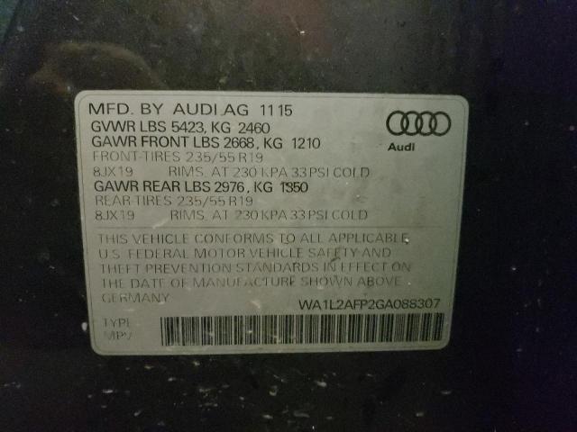 Photo 10 from auction – 2016 AUDI Q5 PREMIUM with VIN WA1L2AFP2GA088307