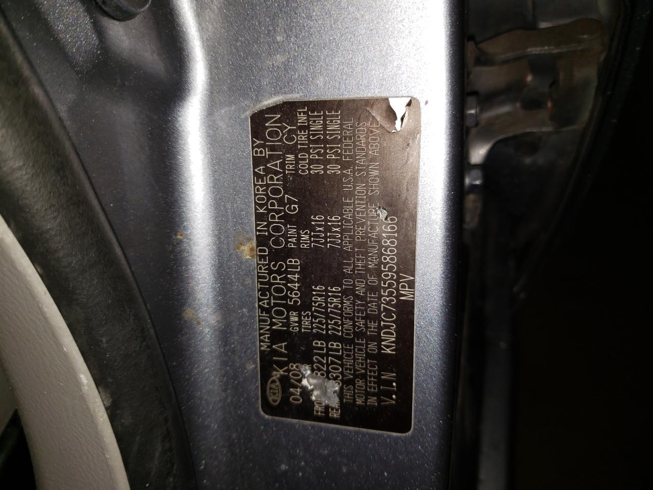 Photo 10 from auction – 2009 KIA SORENTO LX with VIN KNDJC735595868166
