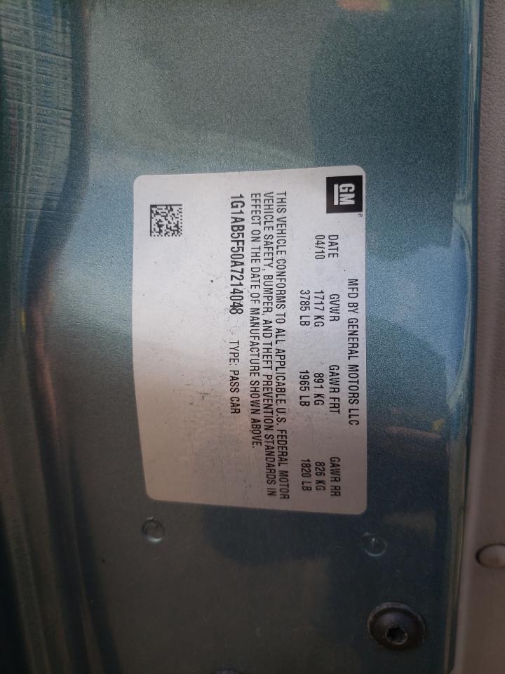Photo 10 from auction – 2010 CHEVROLET COBALT LS with VIN 1G1AB5F50A7214048