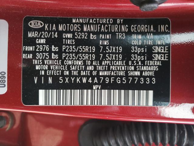 Photo 10 from auction – 2015 KIA SORENTO SX with VIN 5XYKW4A79FG577333