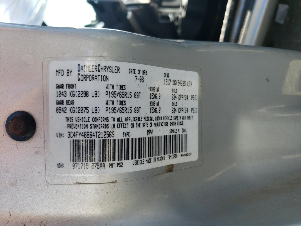 Photo 10 from auction – 2004 CHRYSLER PT CRUISER with VIN 3C4FY48B64T212569