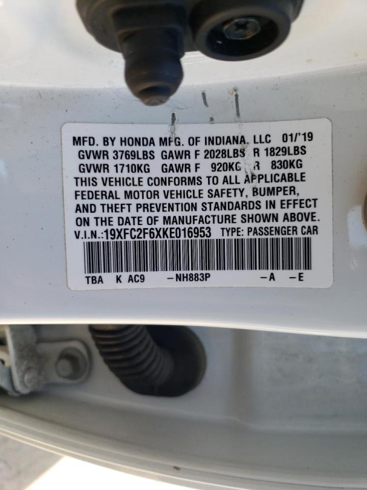 Photo 10 from auction – 2019 HONDA CIVIC LX with VIN 19XFC2F6XKE016953