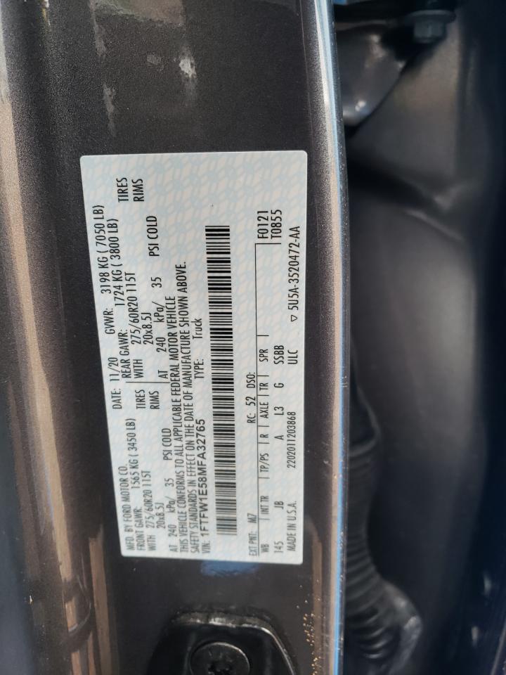 Photo 10 from auction – 2021 FORD F150 SUPER with VIN 1FTFW1E58MFA32765