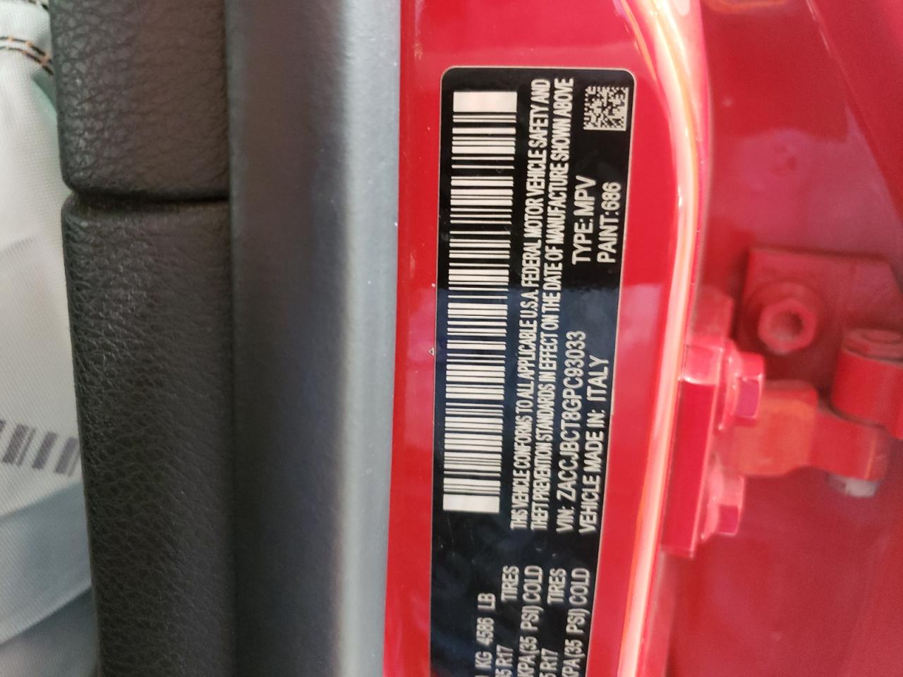 Photo 10 from auction – 2016 JEEP RENEGADE T with VIN ZACCJBCT8GPC93033