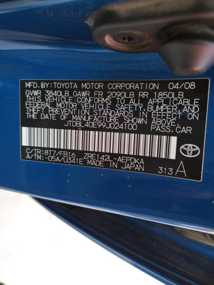 Photo 10 from auction – 2009 TOYOTA COROLLA BA with VIN JTDBL40E99J024100