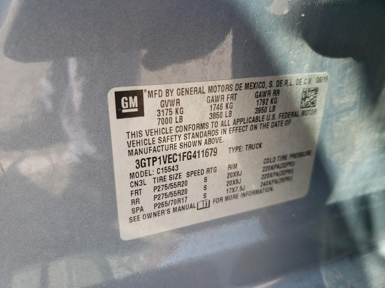 Photo 10 from auction – 2015 GMC SIERRA C15 with VIN 3GTP1VEC1FG411679