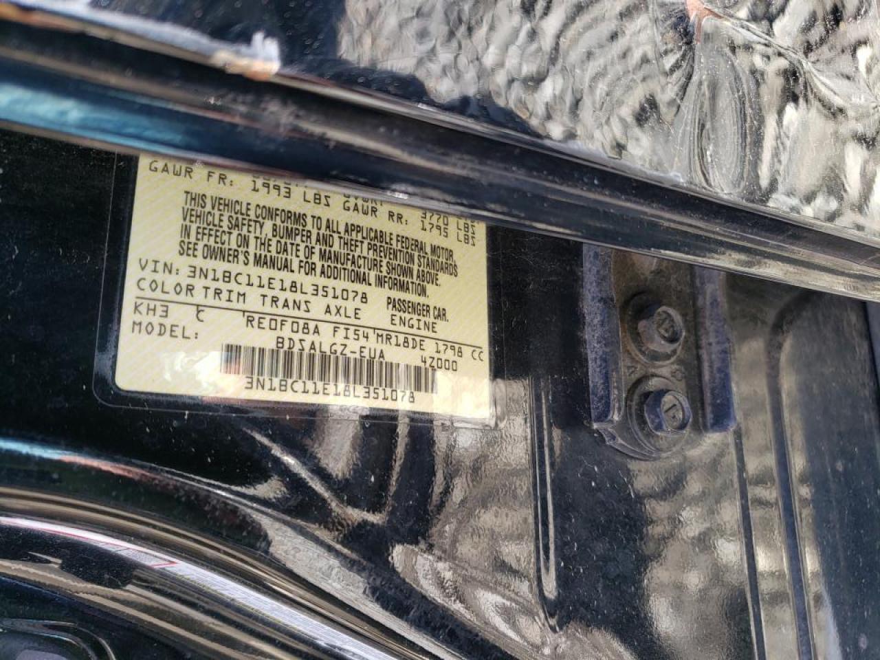 Photo 10 from auction – 2008 NISSAN VERSA S with VIN 3N1BC11E18L351078