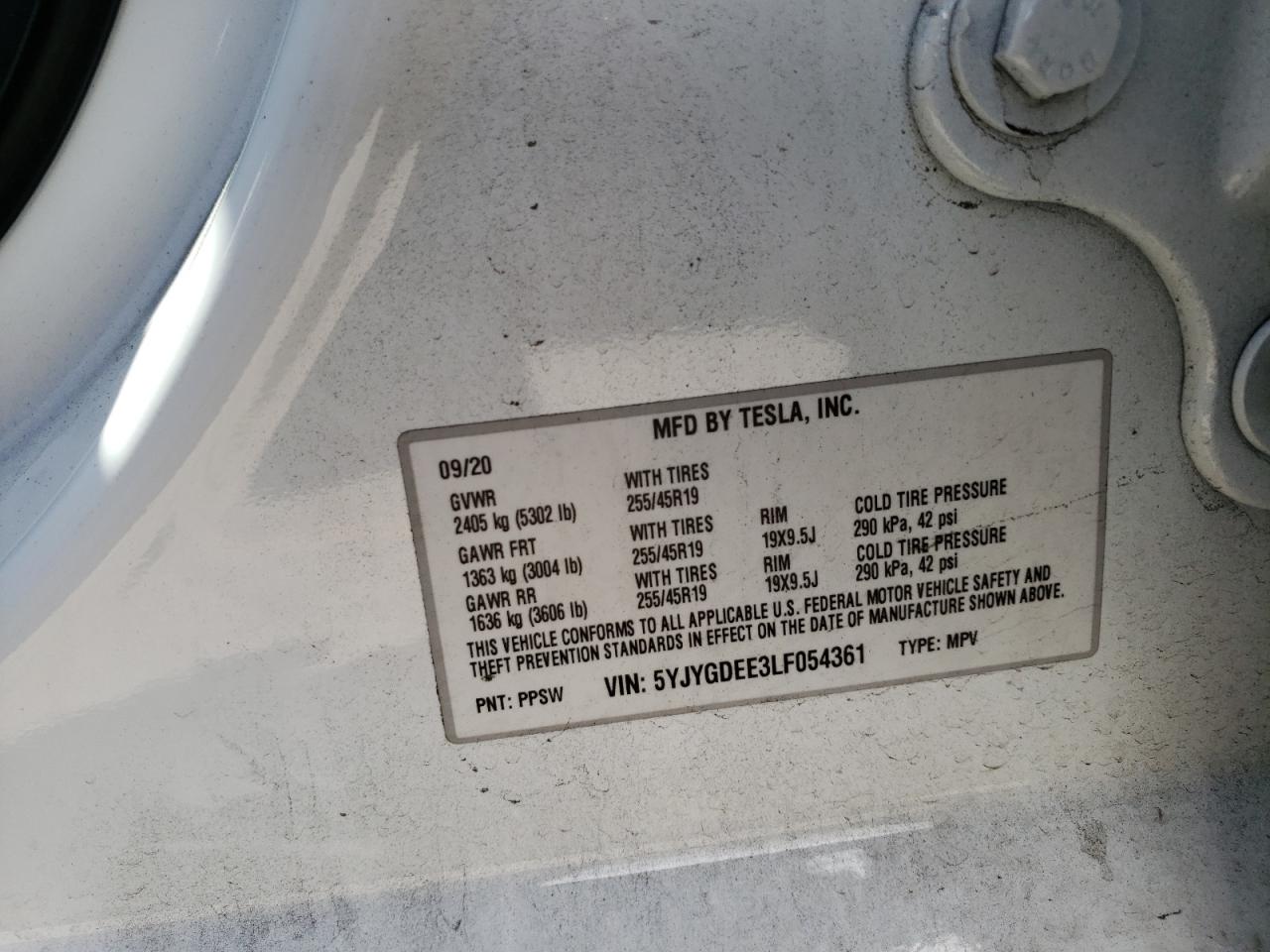 صورة رقم 10 من المزاد - 2020 TESLA MODEL Y مع VIN 5YJYGDEE3LF054361