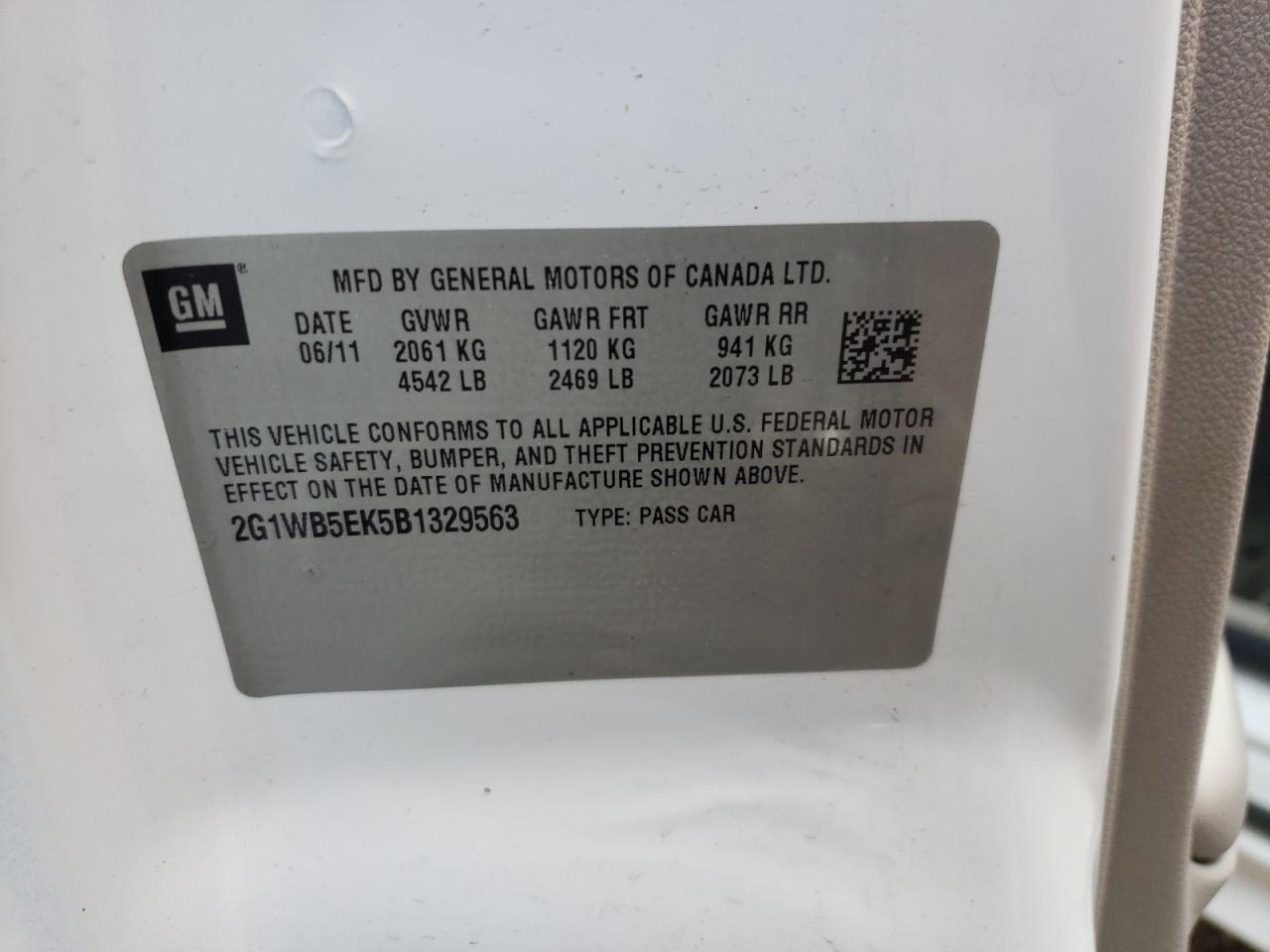 Photo 10 from auction – 2011 CHEVROLET IMPALA LT with VIN 2G1WB5EK5B1329563