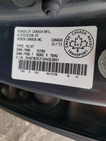 HONDA CIVIC DX 2013 with VIN 2HGFB2E21DH003891 - Photo from auction