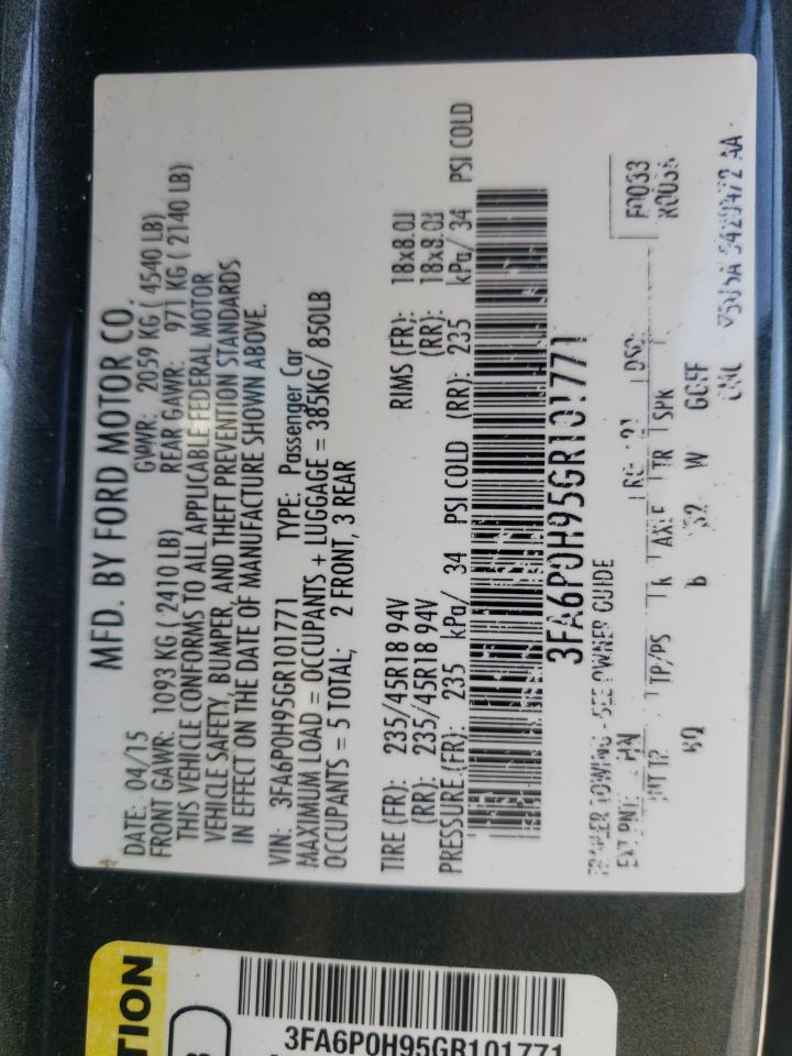 Photo 10 from auction – 2016 FORD FUSION SE with VIN 3FA6P0H95GR101771