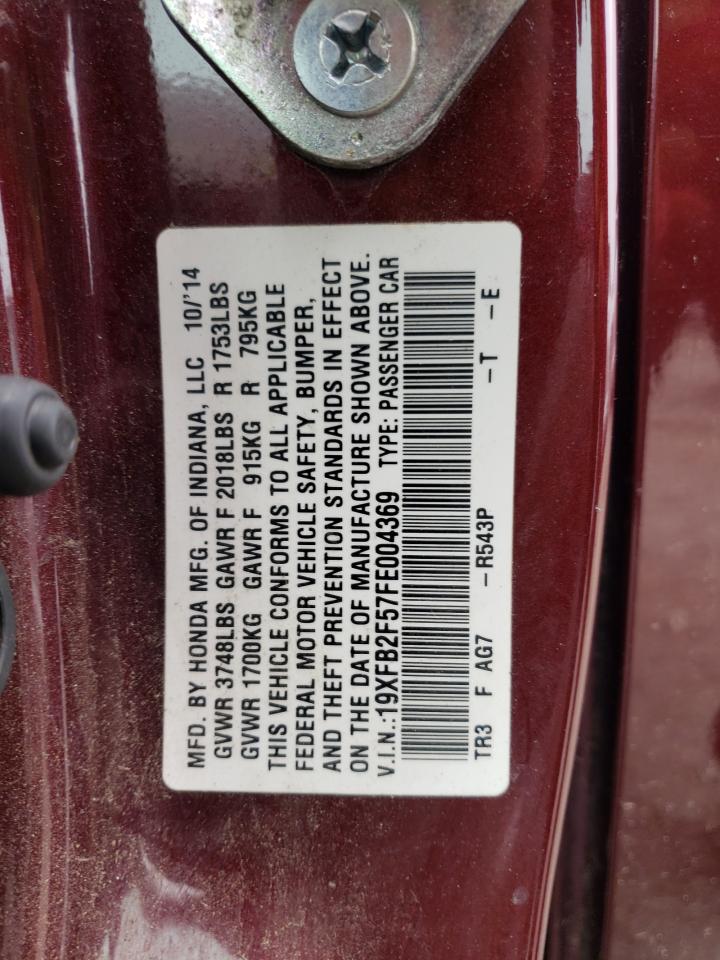 Photo 10 from auction – 2015 HONDA CIVIC LX with VIN 19XFB2F57FE004369