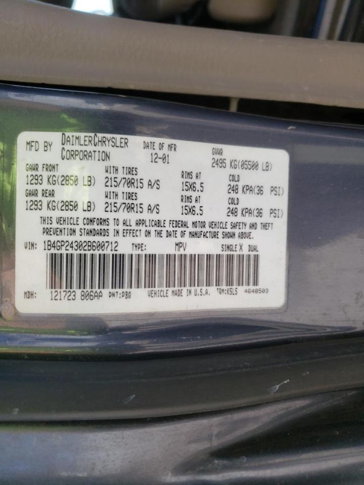Photo 10 from auction – 2002 DODGE GRAND CARA with VIN 1B4GP24302B600712