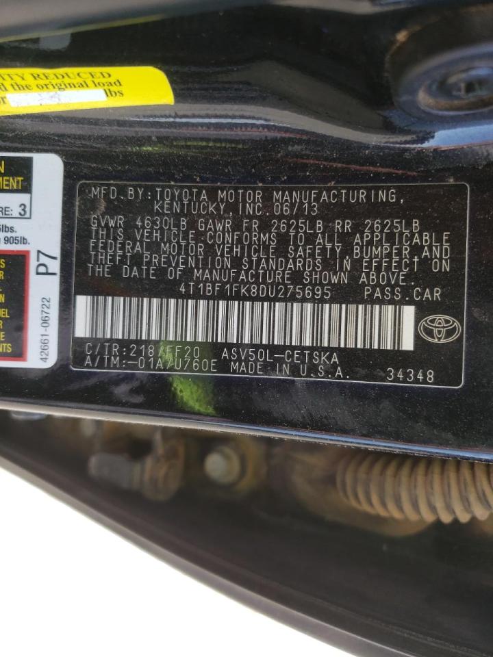 Photo 10 from auction – 2013 TOYOTA CAMRY L with VIN 4T1BF1FK8DU275695