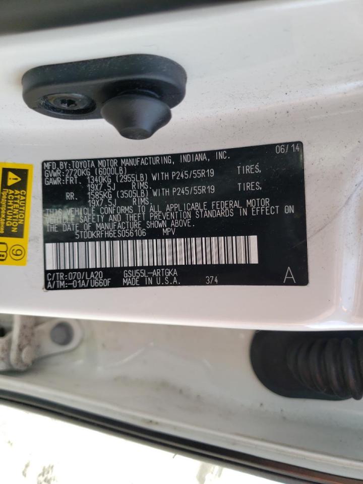 Photo 10 from auction – 2014 TOYOTA HIGHLANDER with VIN 5TDDKRFH6ES056106