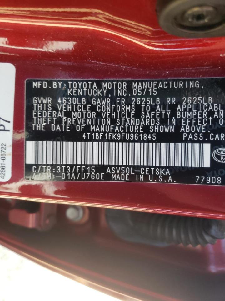 Photo 10 from auction – 2015 TOYOTA CAMRY LE with VIN 4T1BF1FK9FU961845