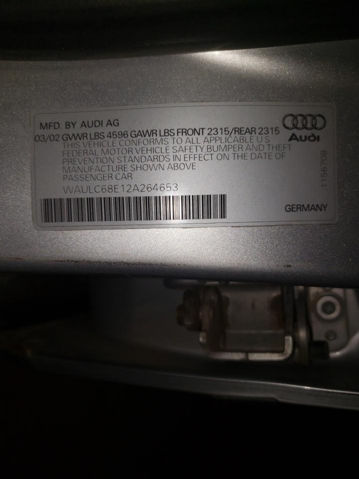 Photo 10 from auction – 2002 AUDI A4 with VIN WAULC68E12A264653