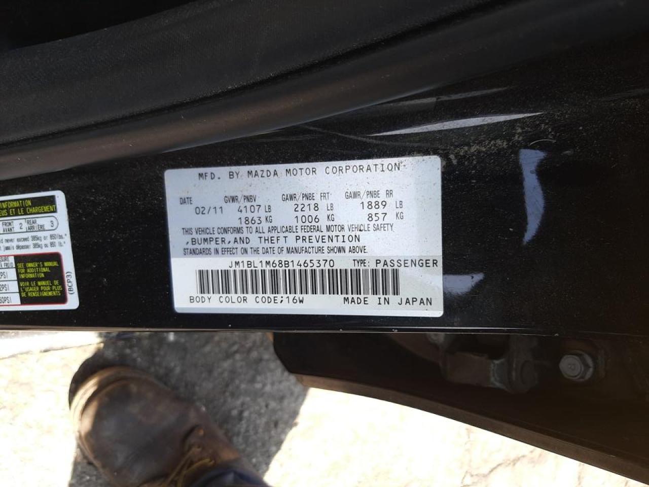 Photo 10 from auction – 2011 MAZDA 3 S with VIN JM1BL1M68B1465370