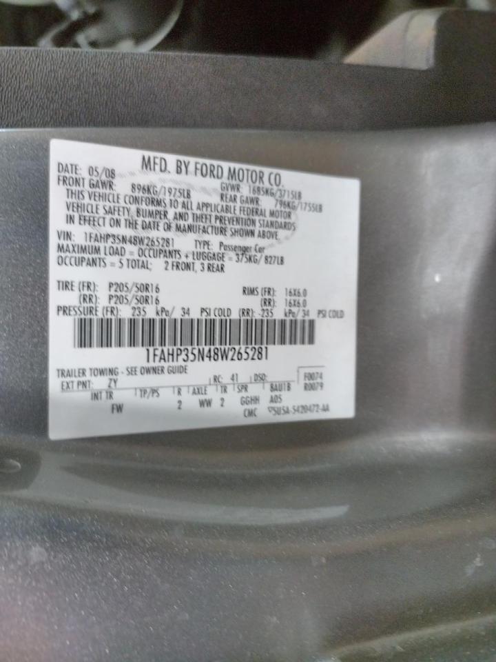 Photo 10 from auction – 2008 FORD FOCUS SE with VIN 1FAHP35N48W265281