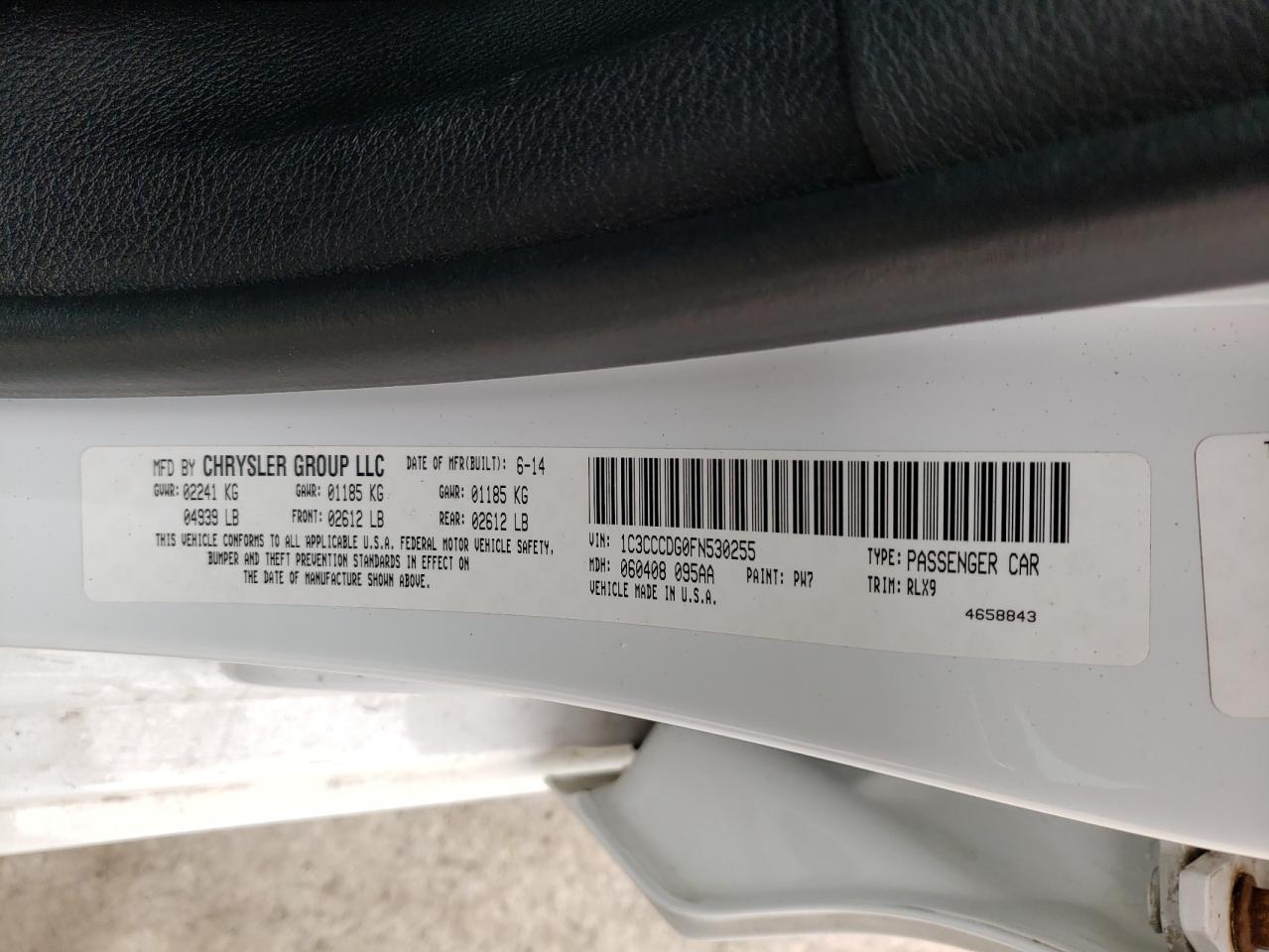 Photo 10 from auction – 2015 CHRYSLER 200 S with VIN 1C3CCCDG0FN530255