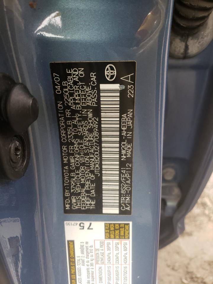 Photo 10 from auction – 2007 TOYOTA PRIUS with VIN JTDKB20U277089492