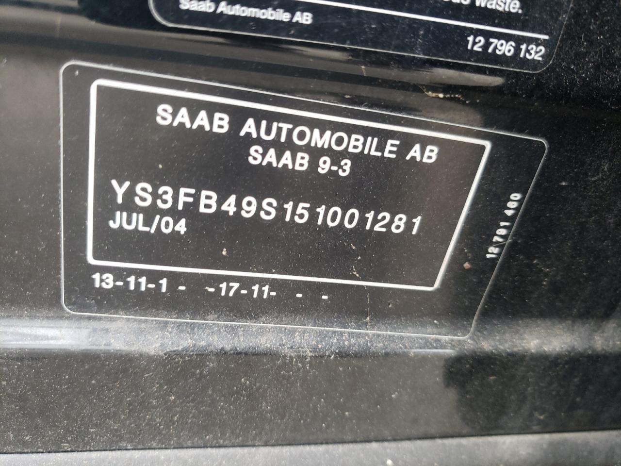 Photo 10 from auction – 2005 SAAB 9-3 LINEAR with VIN YS3FB49S151001281