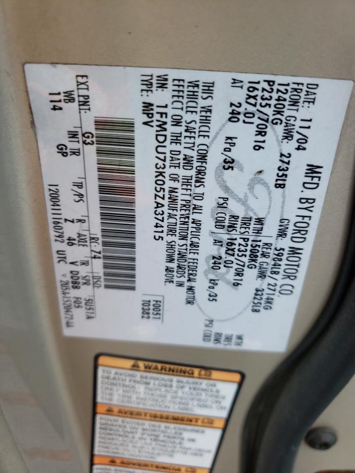 Photo 10 from auction – 2005 FORD EXPLORER X with VIN 1FMDU73K05ZA37415