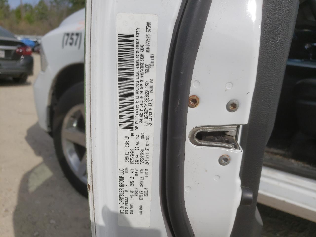 Photo 10 from auction – 2012 DODGE RAM with VIN 1C6RD7MT2CS326620