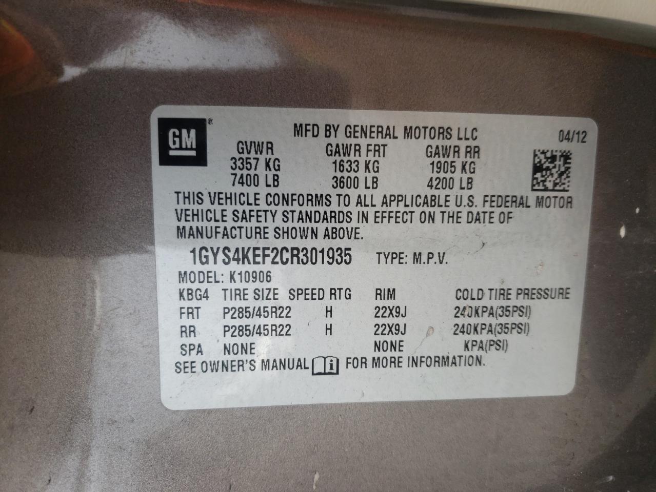 Photo 10 from auction – 2012 CADILLAC ESCALADE E with VIN 1GYS4KEF2CR301935