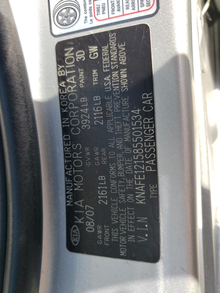 Photo 10 from auction – 2008 KIA SPECTRA EX with VIN KNAFE121585501534