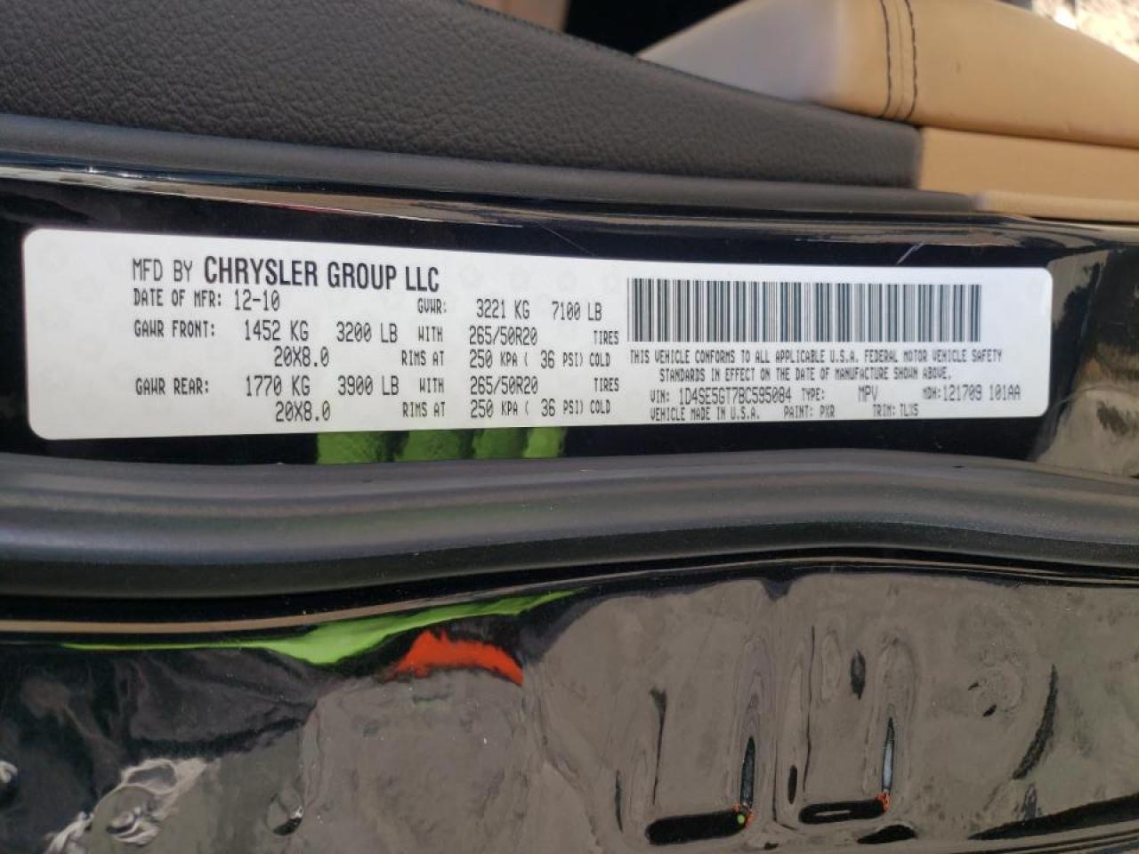 Photo 10 from auction – 2011 DODGE DURANGO CI with VIN 1D4SE5GT7BC595084