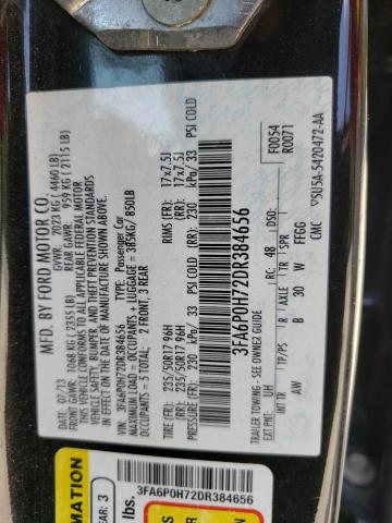 Photo 10 from auction – 2013 FORD FUSION SE with VIN 3FA6P0H72DR384656