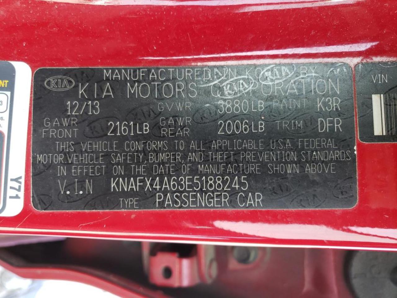 Photo 10 from auction – 2014 KIA FORTE LX with VIN KNAFX4A63E5188245