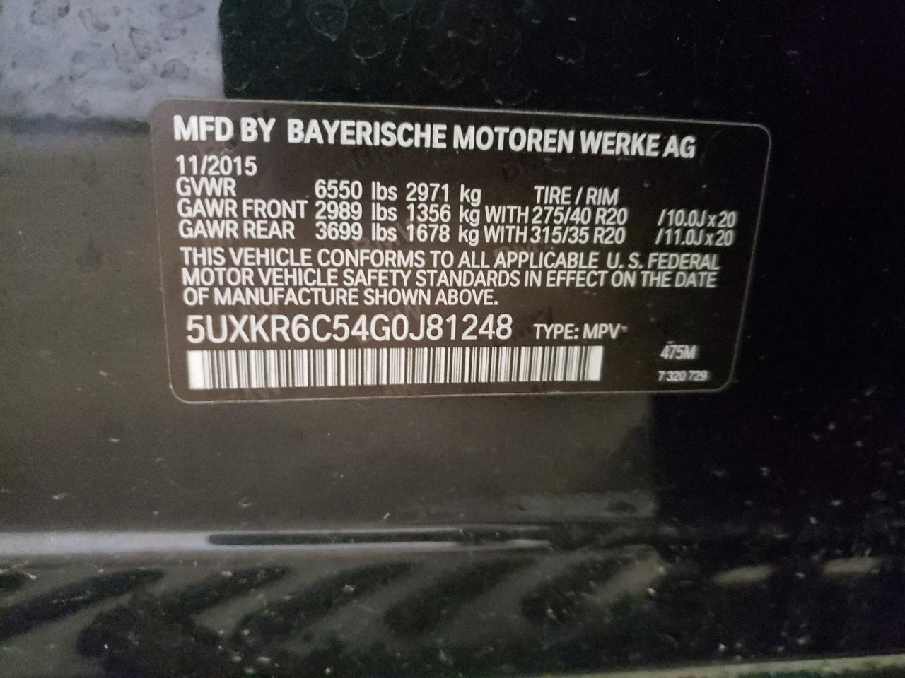 Photo 10 from auction – 2016 BMW X5 XDRIVE5 with VIN 5UXKR6C54G0J81248