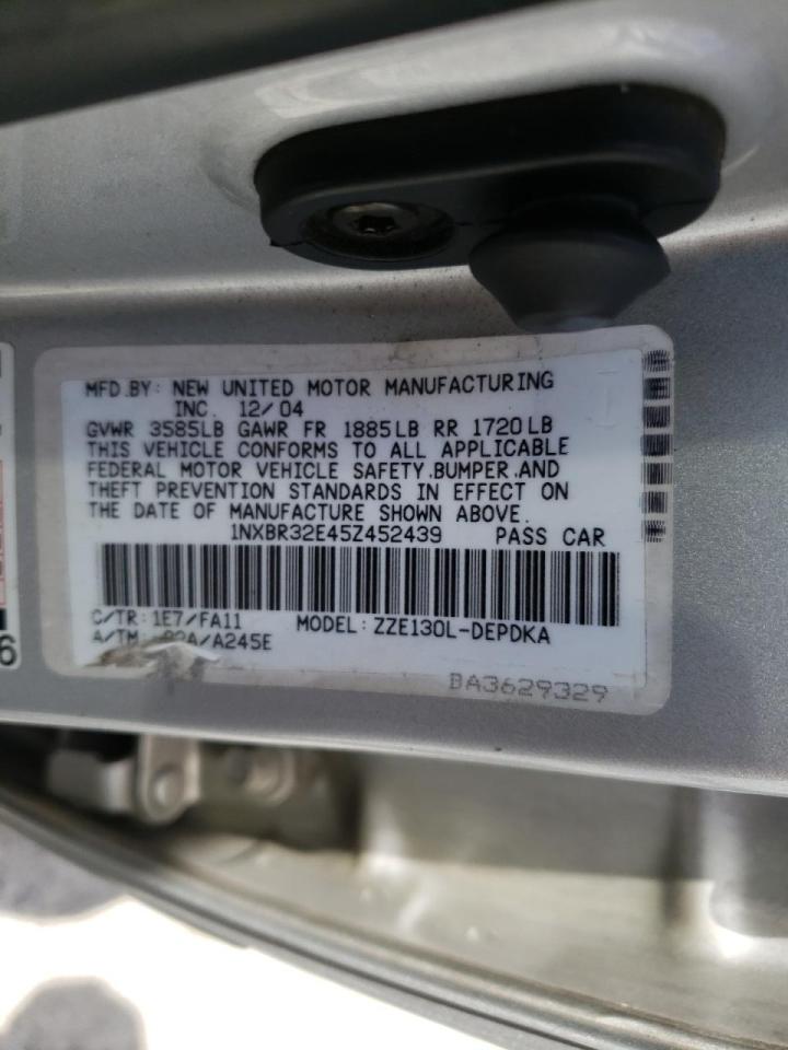 Photo 10 from auction – 2005 TOYOTA COROLLA CE with VIN 1NXBR32E45Z452439