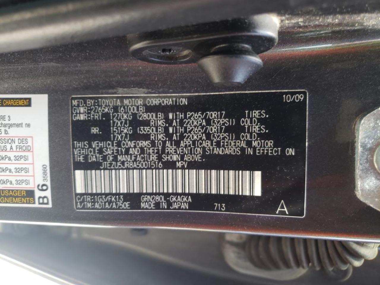 Photo 10 from auction – 2010 TOYOTA 4RUNNER SR with VIN JTEZU5JR8A5001516