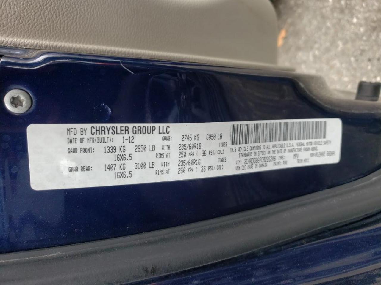 Photo 10 from auction – 2012 DODGE GRAND CARA with VIN 2C4RDGBG7CR226206