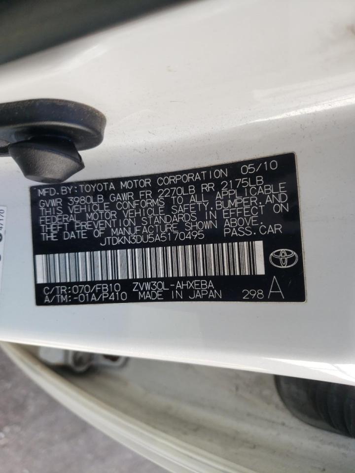 Photo 10 from auction – 2010 TOYOTA PRIUS with VIN JTDKN3DU5A5170495